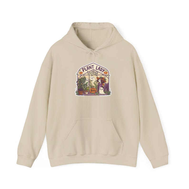 Plant Lady Boo Haunted Greenhouse Halloween Hoodie, Funny Spooky Season Hoodie, Quirky Halloween Gift image 3
