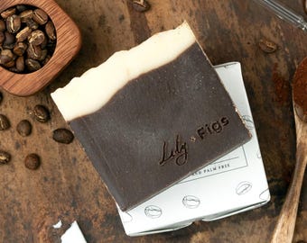 Jabón de café natural en barra / Jabón vegano sin aceite de palma para amantes del café / Jabón de café de regalo para mujeres