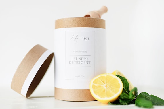 Eco Friendly Laundry Detergent Powder with Essential Oils, Compostable Canister