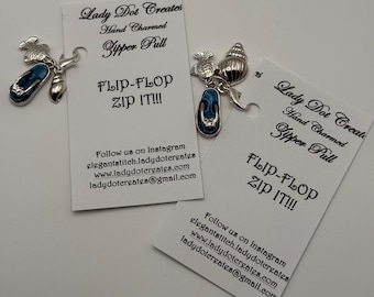 Zip-It - Limited Edition Etsy Only no wholesale -"Flip Flop" - Enamel Charm - 2 choices