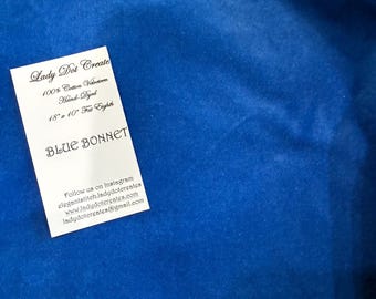 Velveteen - Blue Bonnet - Hand-Dyed 100% Cotton  DMC 312 18"x10.5" cut