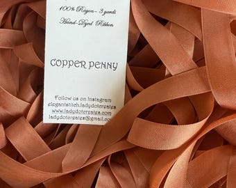 Ribbon 9/16" - Copper Penny - Hand-dyed 100% Viscose DMC 356/3778