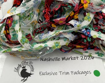 RIBBONS Xmas In July Ltd Edition Vintage Floral Cotton Jacquard Ribon 1/4"