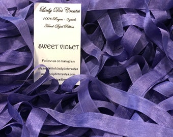 Ribbon 9/16" - Sweet Violet - Hand-dyed 100% Viscose DMC 3746/333
