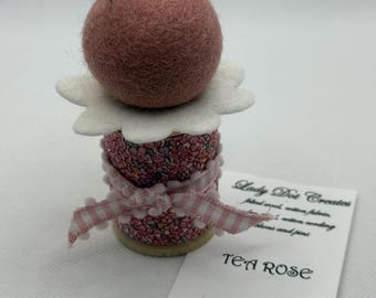 Tea Rose Spool Pin Cushions in Two Colors