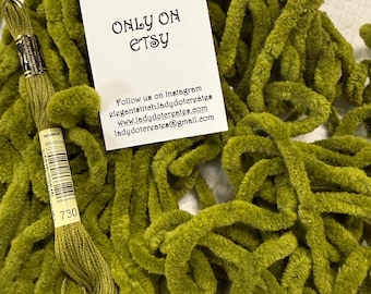 Chenille Trim - Hand-Dyed 100% Cotton Jumbo DMC 730 - LIMITED EDITION