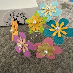 Flower Pins -  Paper and Beads - Etsy Only Please