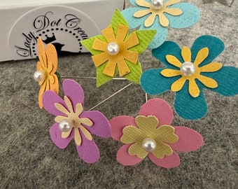 Flower Pins -  Paper and Beads - Etsy Only Please