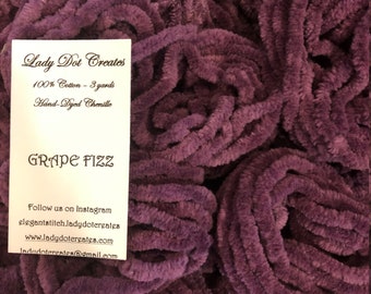 Chenille Trim - Grape Fizz - Hand-Dyed 100% Cotton Jumbo DMC 3835