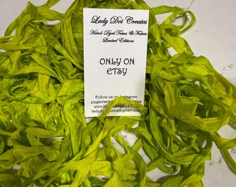 RIBBONS Xmas In July Ltd Edition 100% Silk Chartreuse Color Brighter than DMC 16