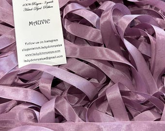 Ribbon 9/16" - Mauvy - Hand-dyed 100% Viscose DMC 3041/3042