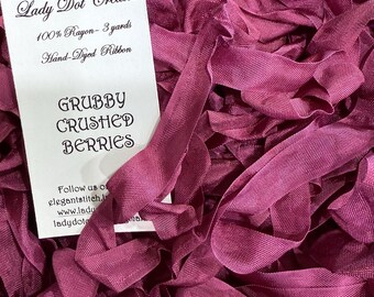 Ribbon 9/16" - Grubby Crushed Berries  - Hand-dyed 100% Viscose - DMC 315/3802