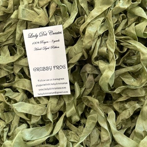 Ribbon 9/16&quot; - Grubby Frog - Hand-dyed 100% Viscose
