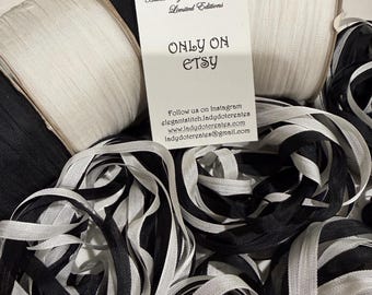 RIBBONS Xmas In July Ltd Edition Rayon 1/4" black and white