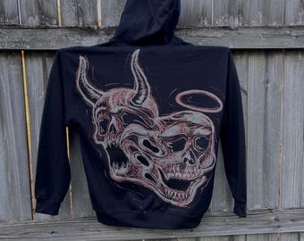 Custom Bleached Skull Hoodie- Handmade