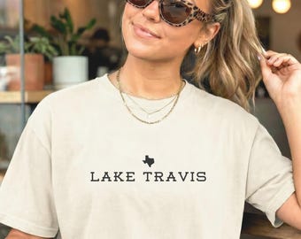 Lake Travis Minimalist Shirt, Texas Lake Tee, Lake Life Shirt, Austin Texas Shirt, Summer Lake Tee