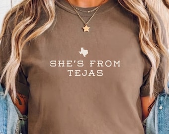 She's From Tejas Minimalist T-Shirt | Vintage Western Graphic Tee