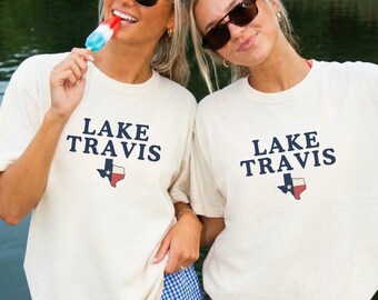 Lake Travis Texas Flag Shirt, Lake Travis Tee, Texas Outline Comfort Colors Shirt, Austin Lake Shirt, Minimalist Texas Lake Tee