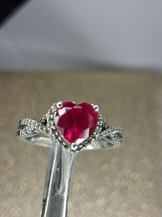 Heart Shape Ruby with diamonds 925 - image 3