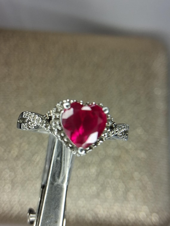Heart Shape Ruby with diamonds 925 - image 2