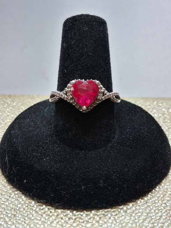Heart Shape Ruby with diamonds 925 - image 7