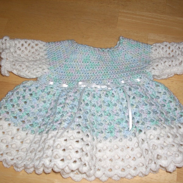 Lacy Crocheted Baby Dress - 6 months