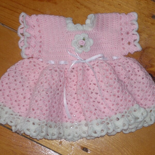Pink Crocheted Baby Dress - 3 months
