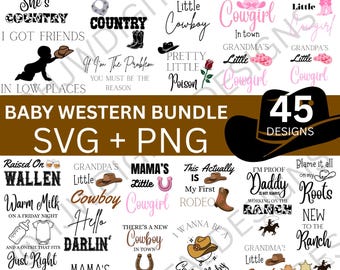Baby Western/ Country SVG/PNG/ Disegni per body da neonato in stile country/ Idee per baby shower a tema western