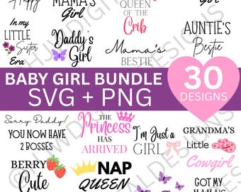 SVG/PNG per bambina/ Disegni per body da bambina/ Idee per baby shower per bambina