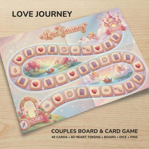 Love Journey Couples Game Printable, Romantic Board & Card Game for Couples, Date Night Game, 48 Cards, Valentine Gift, PDF Instant Download