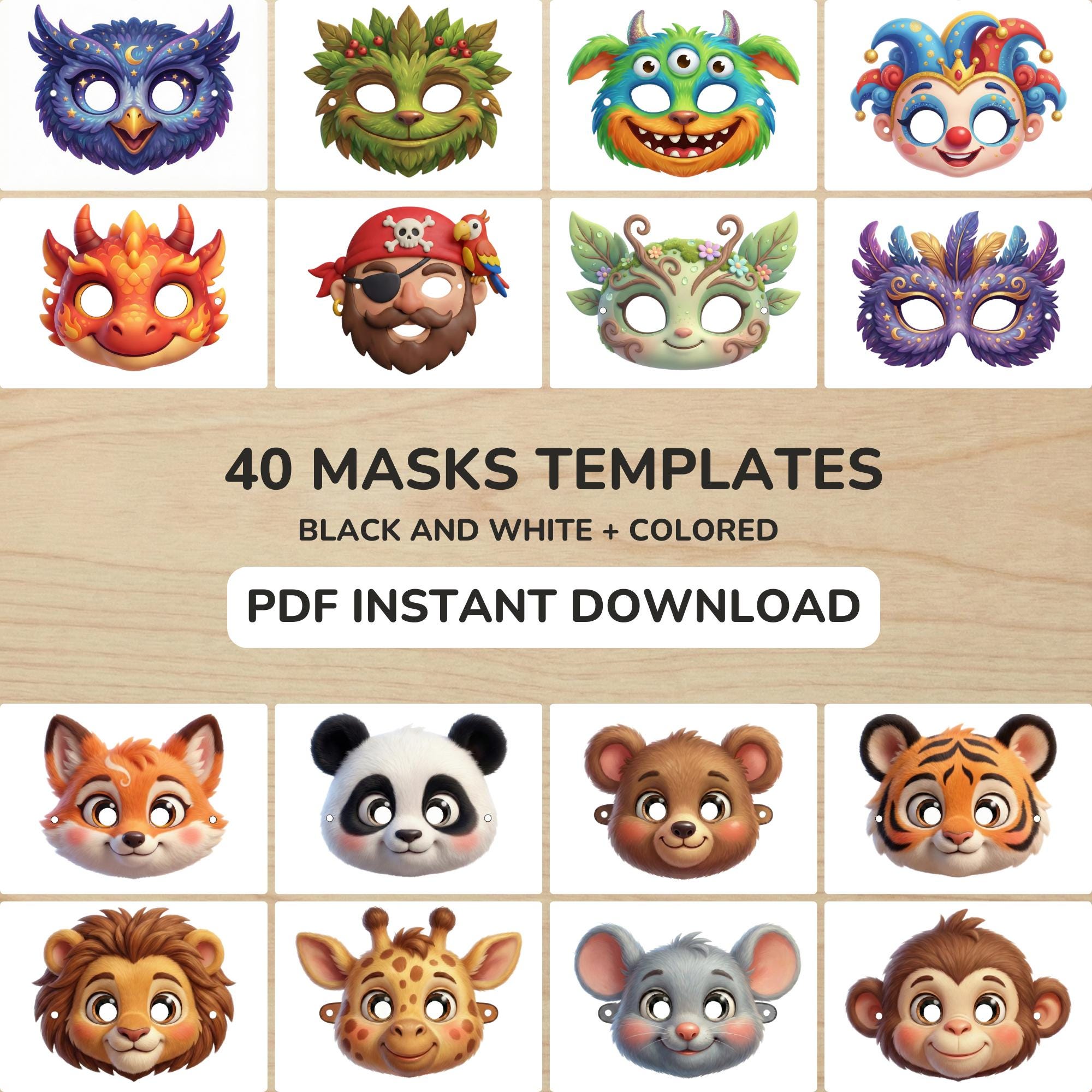 31 Festive Mardi Gras Crafts for Kids 23 40 Carnival Masks for Kids Printable PDF Color & Coloring Pages…