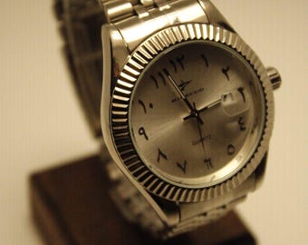 Montre de luxe en acier inoxydable à cadran arabe