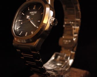 Montre de luxe old school pour homme en acier inoxydable