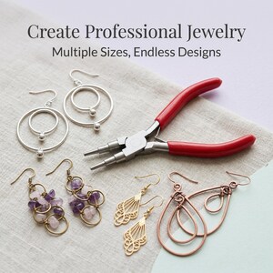 Alicates para hacer bucles de varios tamaños de 6 pulgadas / 6 tamaños de 0,8" a 6,8" / Mordaza de precisión para hacer bucles de alambre para la fabricación de joyas / Herramienta ergonómica multimandril