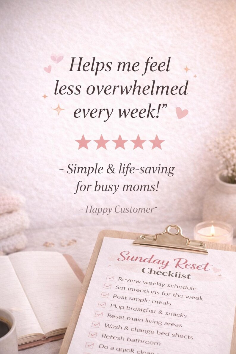Sunday Reset Clean Checklist.pdf Sunday Reset Checklist Printable for Moms – Minimalist Routine for Home ...