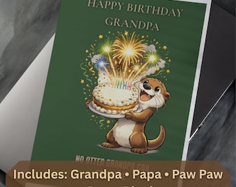 Grandpa Birthday Card Printable – Multiple Names, DIY Greeting (PDF Download) Otter