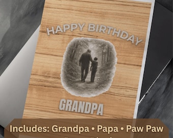 Grandpa Birthday Card Printable – Multiple Names, DIY Greeting (PDF Download) Hiking Memory