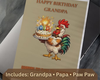 Grandpa Birthday Card Printable – Multiple Names, DIY Greeting (PDF Download) Chicken
