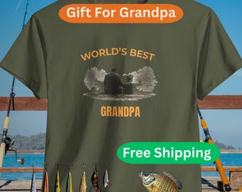 Grandpa Fishing T-Shirt | Grandson Lake Scene
