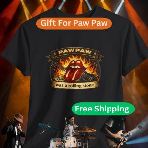 Camiseta con el logo de la lengua de los Rolling Stones de Paw Paw / Camiseta gráfica de la banda de rock Retro Flames