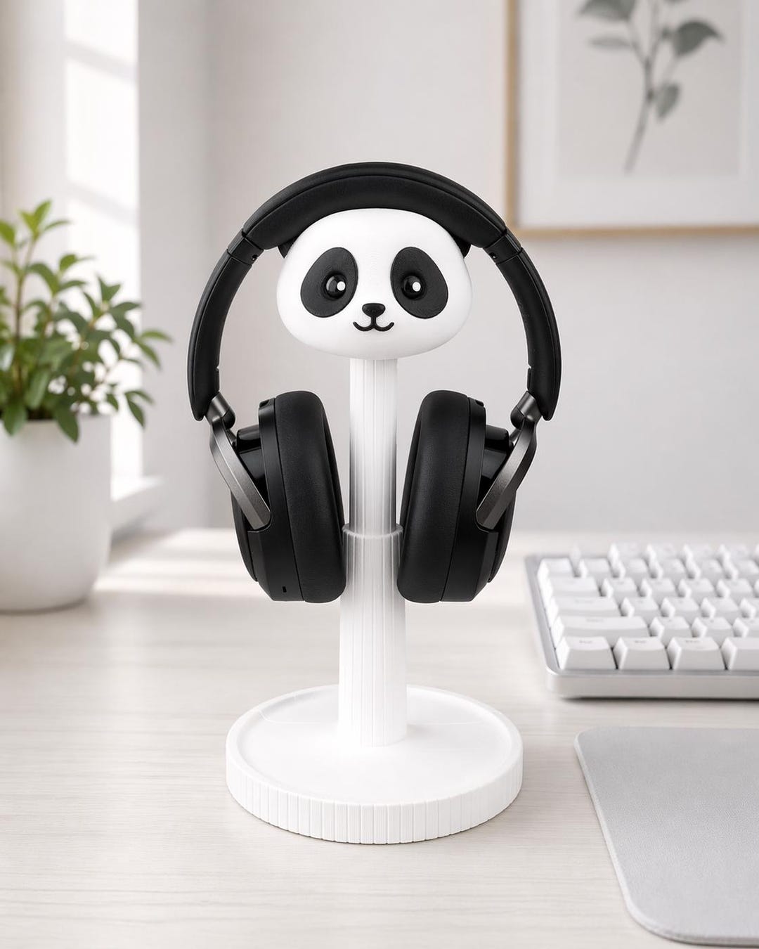 Panda Headset Holder 3D Printed, Kawaii Panda Headphone Stand Cute ...