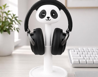 Panda Kopfhörer Halter 3D Gedruckt, Kawaii Panda Kopfhörer Ständer Niedlich Gaming Schreibtisch Dekor, Panda Liebhaber Geschenk, Gamer Einrichtung Zubehör Schreibtisch Organizer