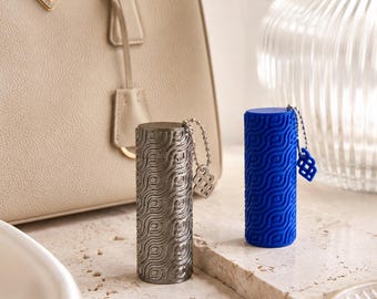 Textured Lipstick Holder Keychain, Fits Standard Lipsticks, Lip Balm Case, Purse Organizer