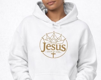 Sudadera con capucha Jesús es mi Rey / Impresión bíblica en la espalda Apocalipsis 19:16