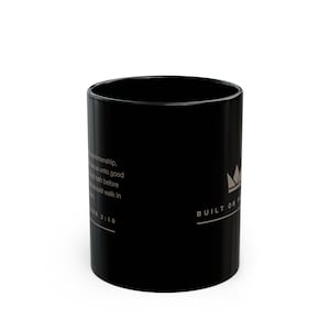 Built on Purpose Mug | Ephesians 2:10 Scripture Coffee Mug | Minimalist Crown Faith Gift | 11oz Black Ceramic