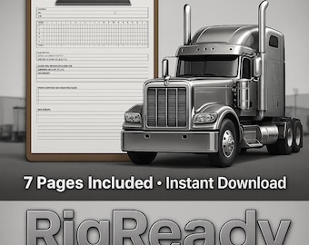 Logboek vrachtwagenchauffeur afdrukbaar | Kilometerstand, salaris, brandstof- en onderhoudslogboeken | CDL-stuurprogrammarecords | DOT-vriendelijke pdf | Direct downloaden