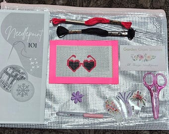 Heart Sunglasses Needlepoint Kit - Red