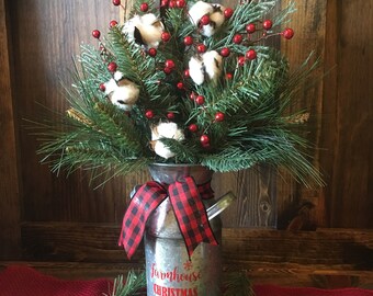 farmhouse christmas arrangementchristmas cotton decorgalvanized decorbuffalo plaid decorrustic christmas - Rustic Plaid Christmas Decor farmhouse christmas arrangementchristmas cotton decorgalvanized decorbuffalo plaid decorrustic christmas - Rustic Plaid Christmas Decor