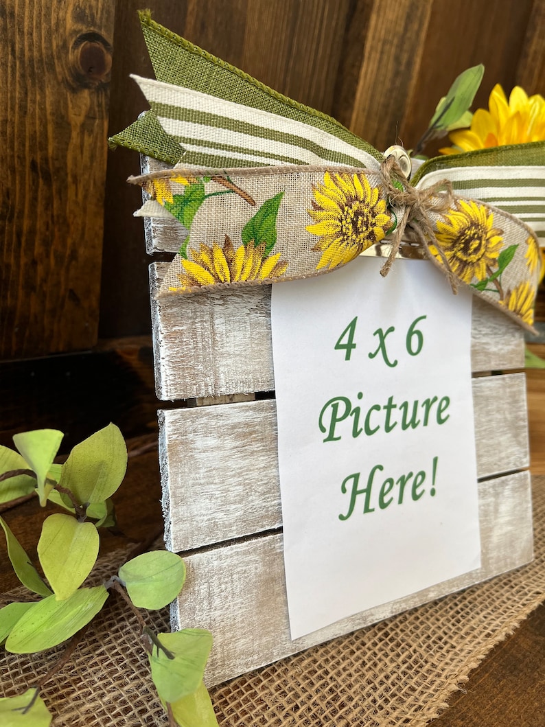 Sunflower Picture Frame/Sunflower Gifts/Sunflower Decor/Sunflower Weddings/Picture Gifts/4 x 6 Picture Frame/Farmhouse Picture Frame image 2