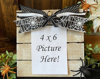 Halloween Picture Frame/Spider Picture Frame/Black and White Picture Frame/4 x 6 Picture Frame/Halloween Decor/Halloween Spider Decor
